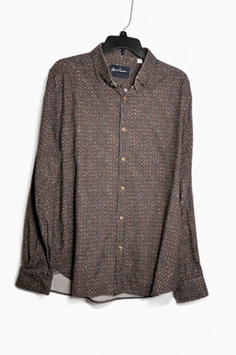 Robert Graham Brown Blue Tailored Fit L/S  Flip Cuff Flannel Button Down Shirt