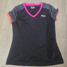 Fila Active Top Short Sleeve Media Pocket Wicking Cool Factor Stretch L