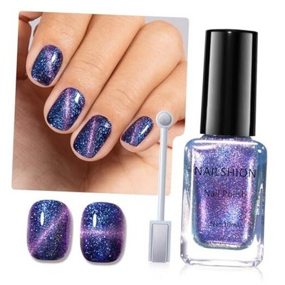 9D Cat Eye Nail Polish, Blue to Purple Double Magic Cat Eye-Blue to Purple