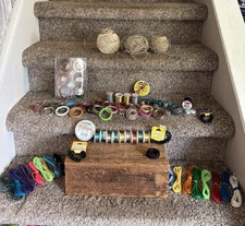 Spools Of Wire, Hemp Cords & Various Colored Threads For Crafts And Jewelry Maki
