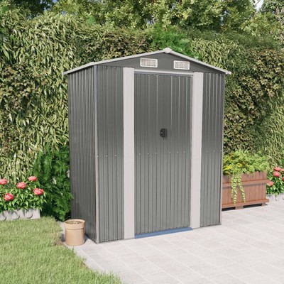 Garden Shed Light Gray 75.6''x42.5''x87.8'' Galvanized Steel