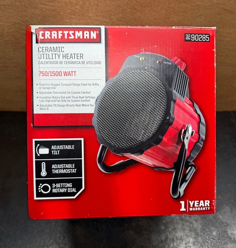 Craftsman Portable Electric Space Heater 120V Forced Air Fan, 2 Heat Dial