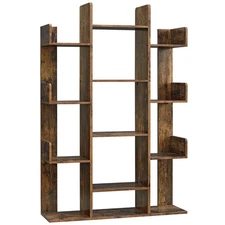 Bookshelf, Tree-Shaped Bookcase with 13 Storage Shelves, Rounded Corners, 9.8...