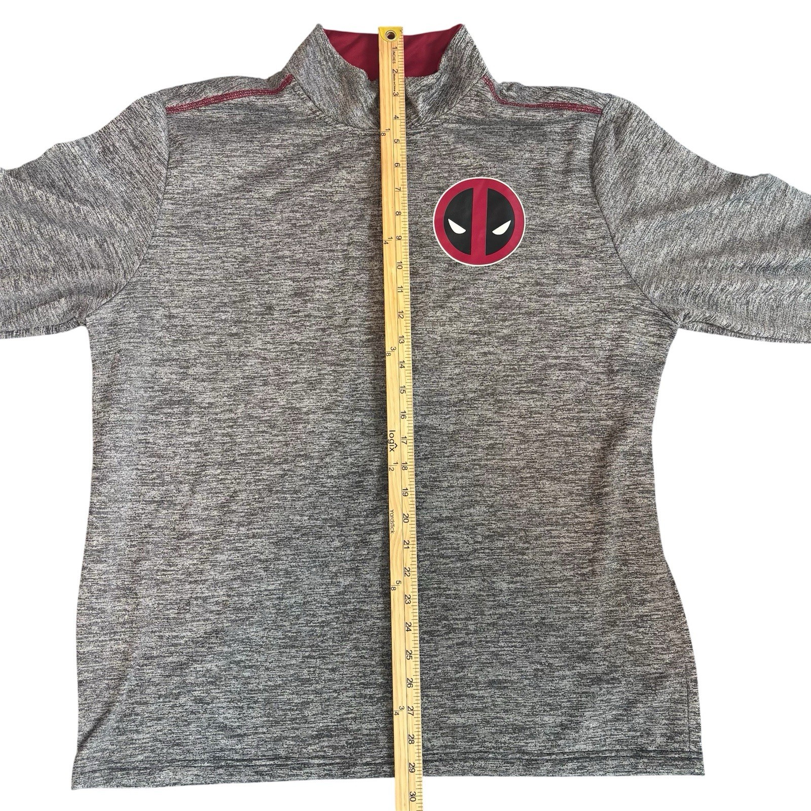 Marvel Deadpool 1/4 Zip Pullover Mock Neck Long S… - image 7