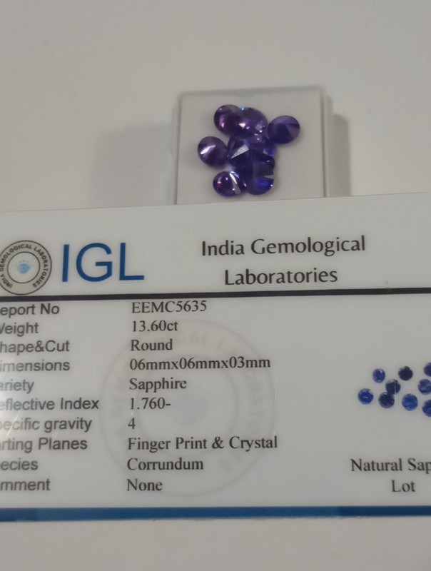 NATURAL IGL CERTIFIED HEATED ROUND BLUE LOT OF SAPPHIRES 13.60 CTS.
