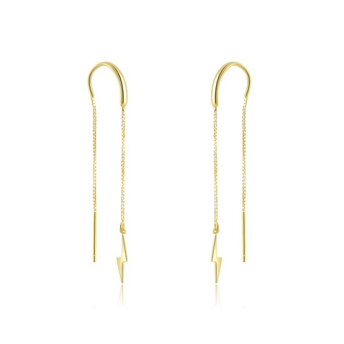Lightning Bolt Threaders Earrings (925 Silver) Silver or Gold Hanging Gift - Picture 4 of 8