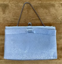 Pretty VTG 50 s Metallic Silver Clutch Purse W/Silver Chain, AFTER FIVE, USA