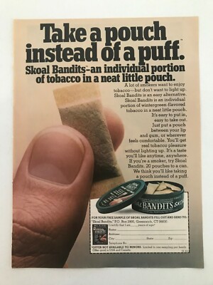 Skoal Bandits Smokeless Tobacco Vintage 1982 Print Ad