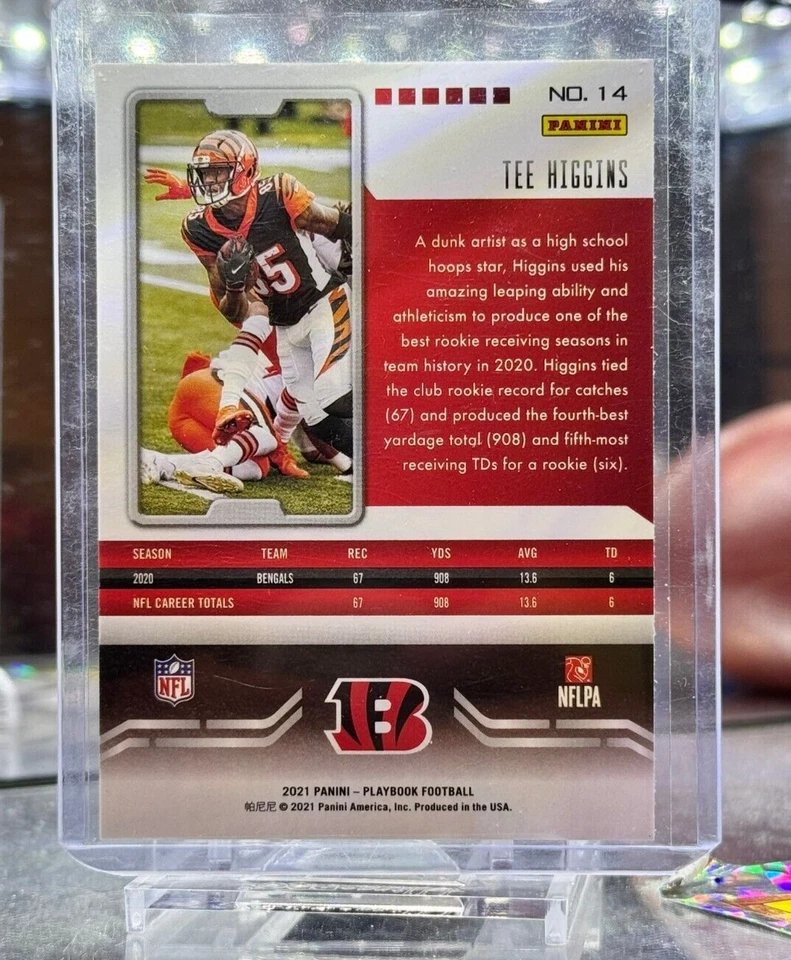 2021 Panini Playbook #14 Tee Higgins Mosaic Parallel SP Cincinnati Bengals - Image 2 of 4