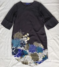 Apt. 9 Size Medium Black & Blue Floral 3/4 Sleeve Dress 