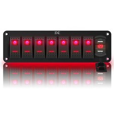 8 Gang Toggle Rocker Switch Panel With Usb For Car Boat Marine Rv Truck Red Led