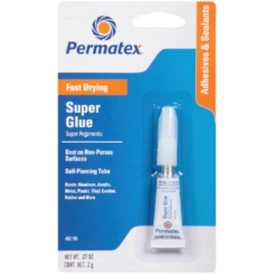 Permatex Fast Drying Super Glue Adhesive, Transparent - 2 Gram Tube