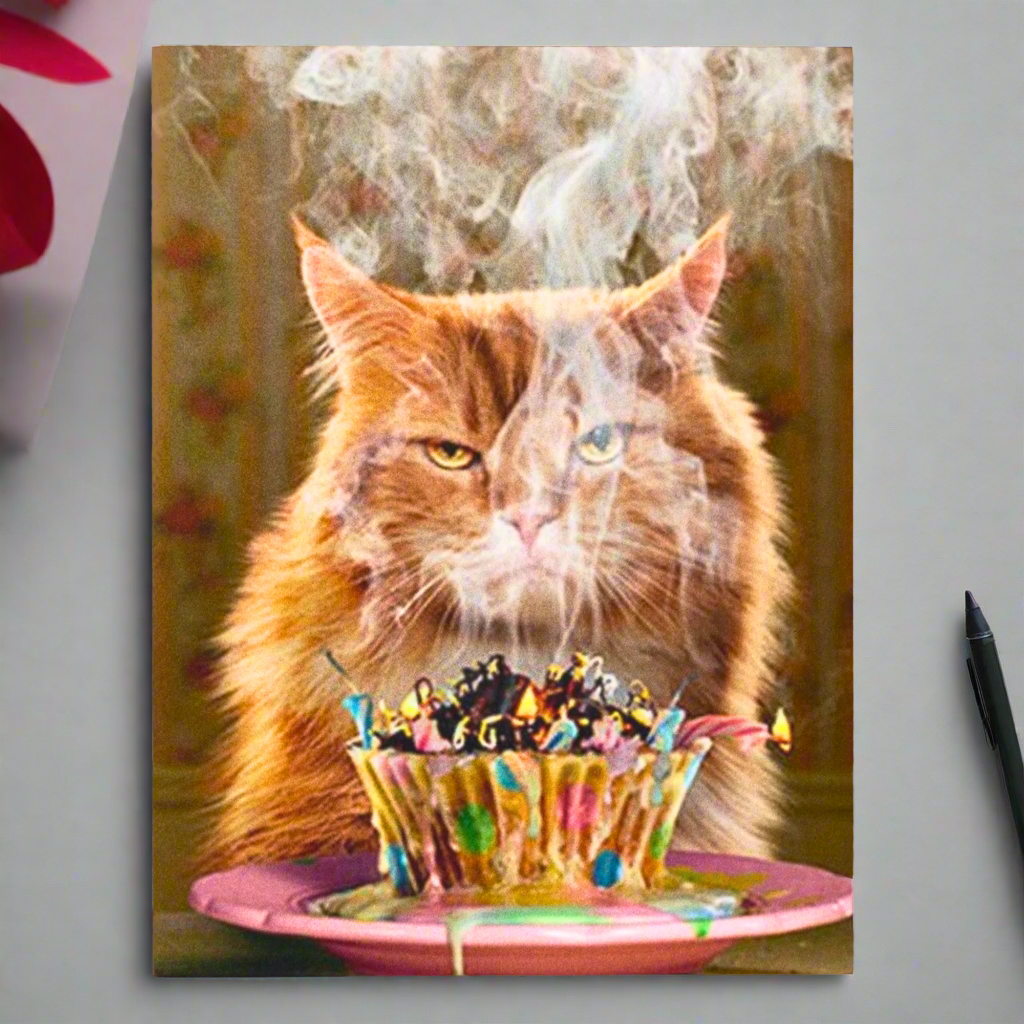 Funny Cat Birthday Greeting Card Humorous Greetings Cards Make a Wish Gift Cats