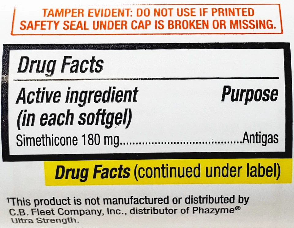 Rugby Simethicone Gas Relief 180mg 60ct - 6 Pack - Expiration Date 08-2027 - Image 2 of 3