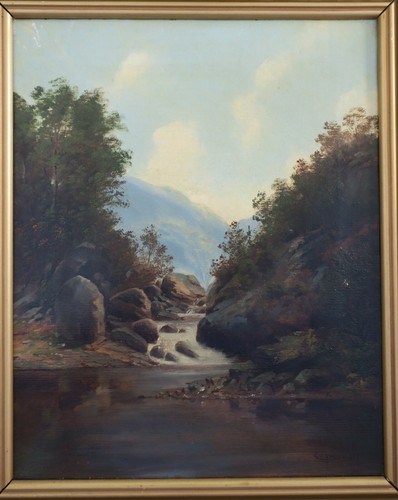 Carl Frithjof Smith 1859-1917 Gemälde Flusslandschaft mit Bäumen 188_?  - Bild 2 von 12
