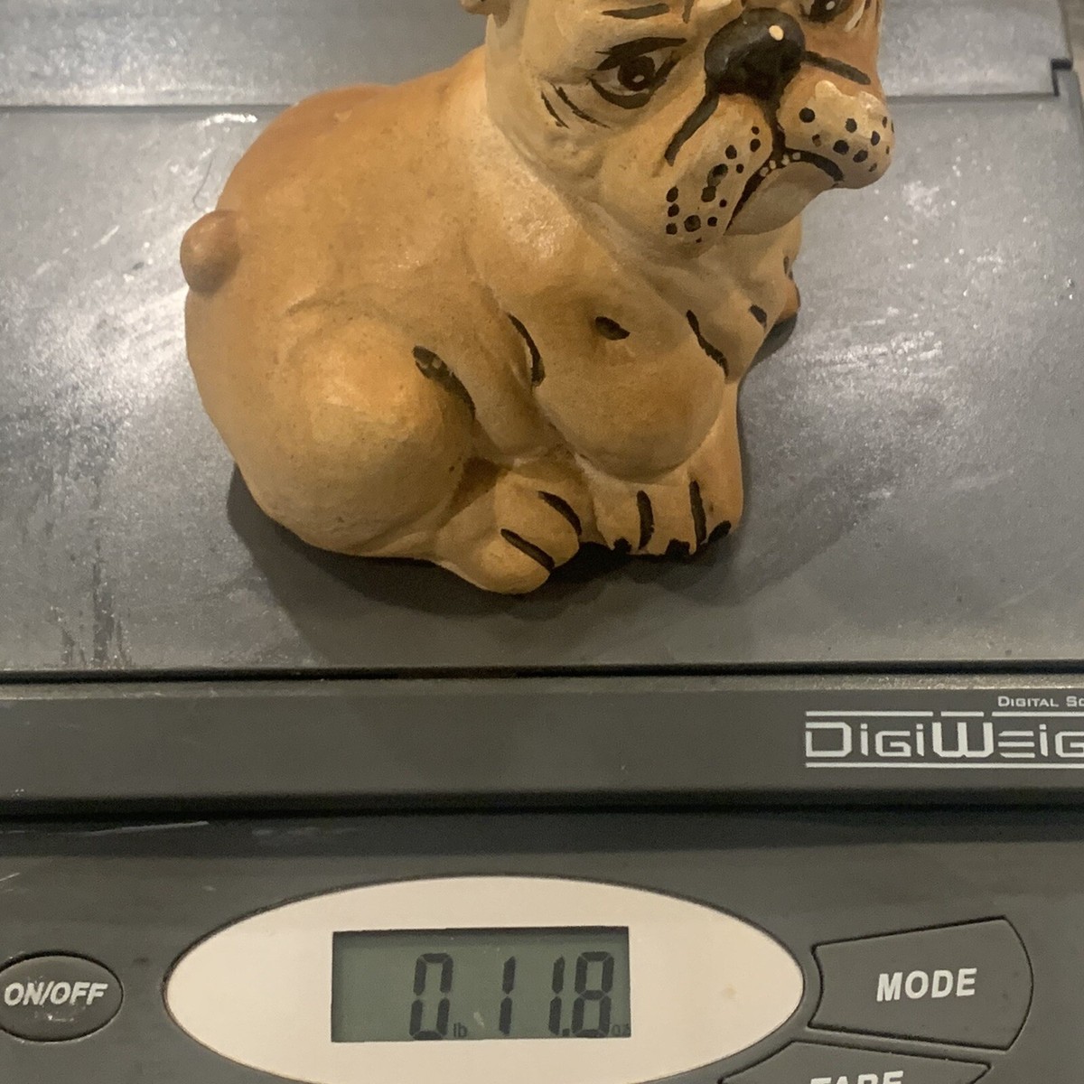 彫刻・オブジェ Vintage chalkware Bulldog&glass Bulldog Vintage Chalkware Bulldog, 3.5 Inches Long, 4.5 Inches Tall