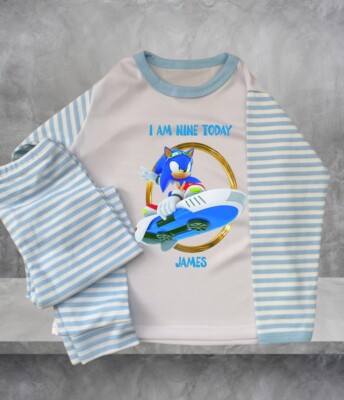 Personalisierter Kindergeburtstag Schlafanzug Sonic the Hedgehog