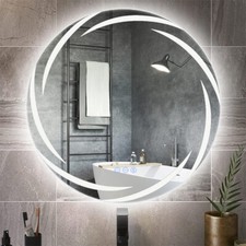 Anti-fog LED Bathroom Mirror Wall Circle Ultra Bright Mirror Whirlwind Patterned