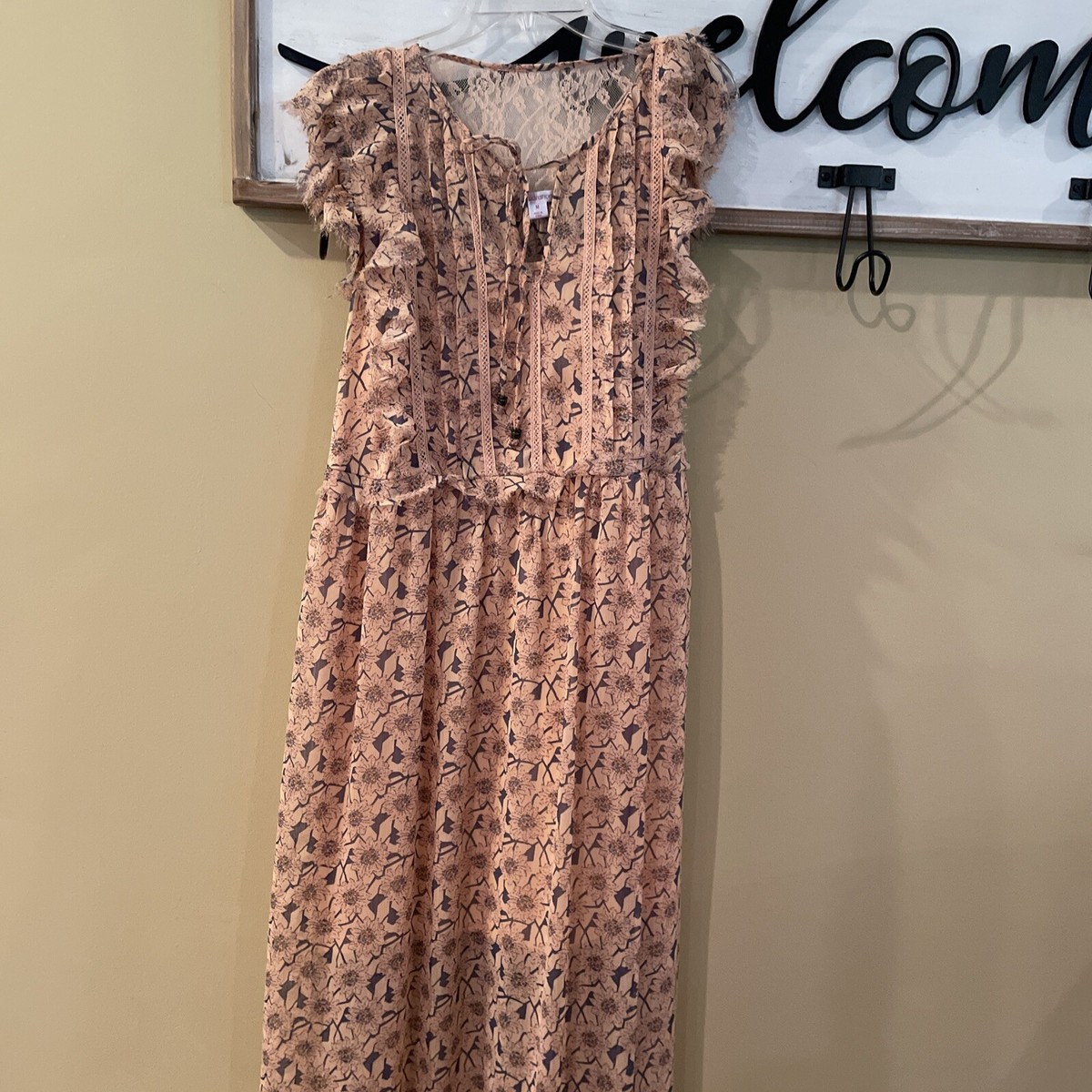 XHILARATION PEACH FLORAL WOMEN MAXI DRESS SZ M LINED SLEEVELESS | eBay