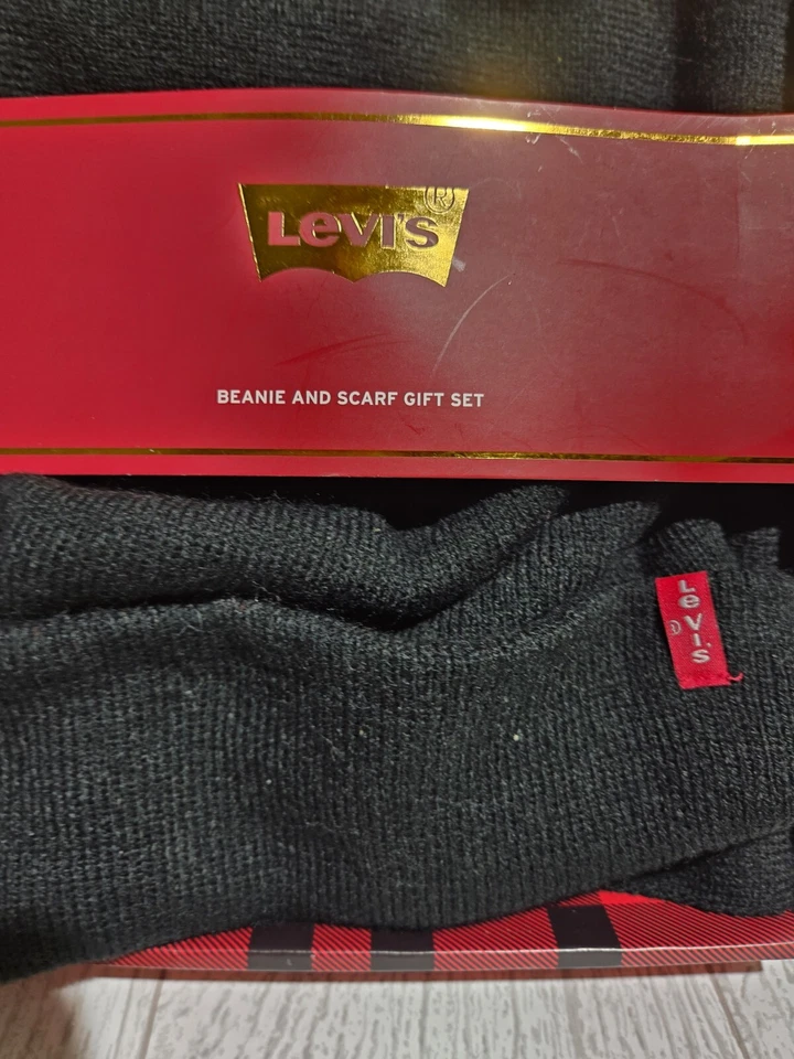 Levi’s PARA HOMBRES Gorro y Bufanda Conjunto de Regalo NEGRO Talla Única Nuevo en Caja MSP $55 Foto 2 de 4