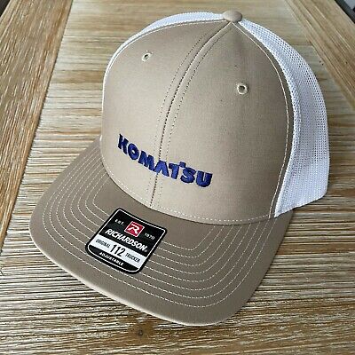 KHAKI NEW WHITE Komatsu Embroidered Richardson 112 Trucker Hat Cap