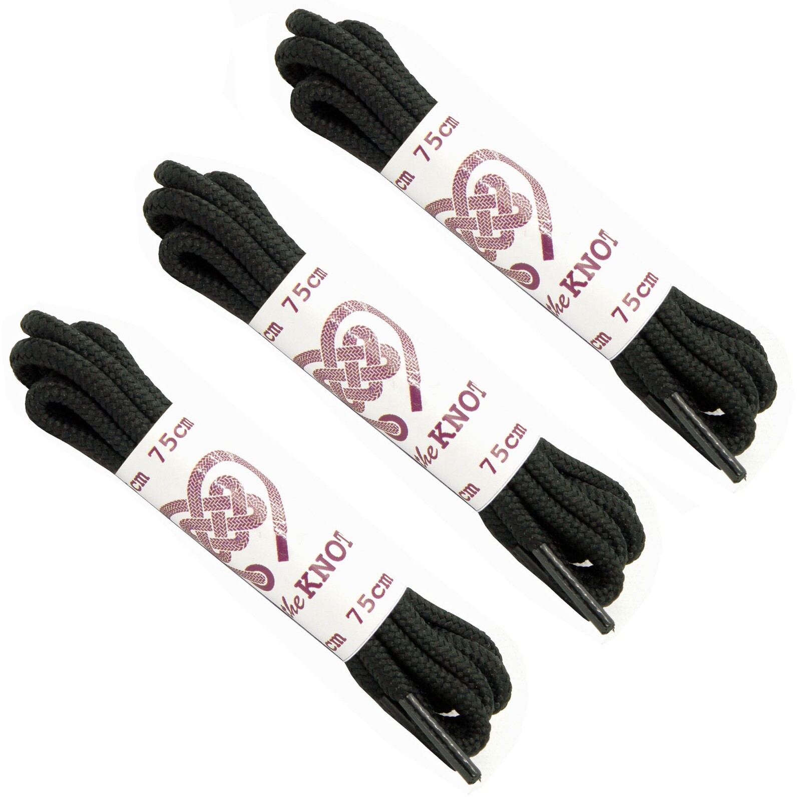 Shoe Laces Black Round 5mm / 75cm For Standard Shoes 4 to 5 Eyelet ** 3