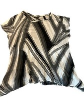 Simply Vera Vera Wang Womens Large Geometric Striped Top Asymmetrical Hem Boho