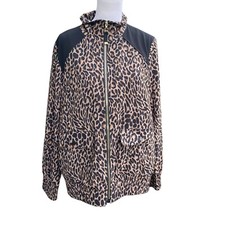 Chico  s Ladies Animal Print Outdoor Wear Jacket Size 1- Medium Zipper Up Front