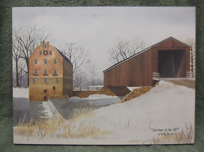 Christmas At The Mill Bridge Canvas Home Decor Billy Jacobs Barn Farm House