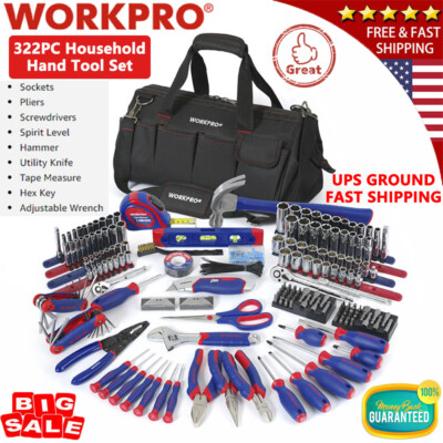 322PC Mechanics Tool Set General Household Hand Tool Set Socket Plier SAE Metric