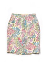 Valentino Miss V Vintage Linen Fullprint Floral Print Pencil Skirt Size 48 / 14