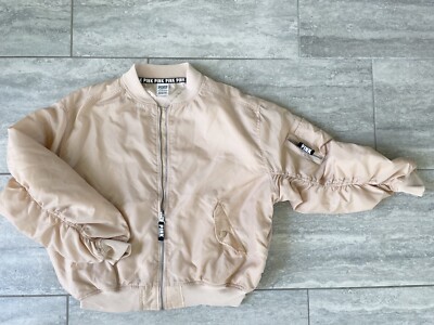 Victorias Sectet Pink Womens Bomber Jacket  XS Oversized Fit Retro Y2K