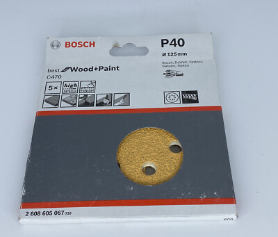 5x Bosch Schleifscheiben 125mm P40, C470, Für Holz und Farbe