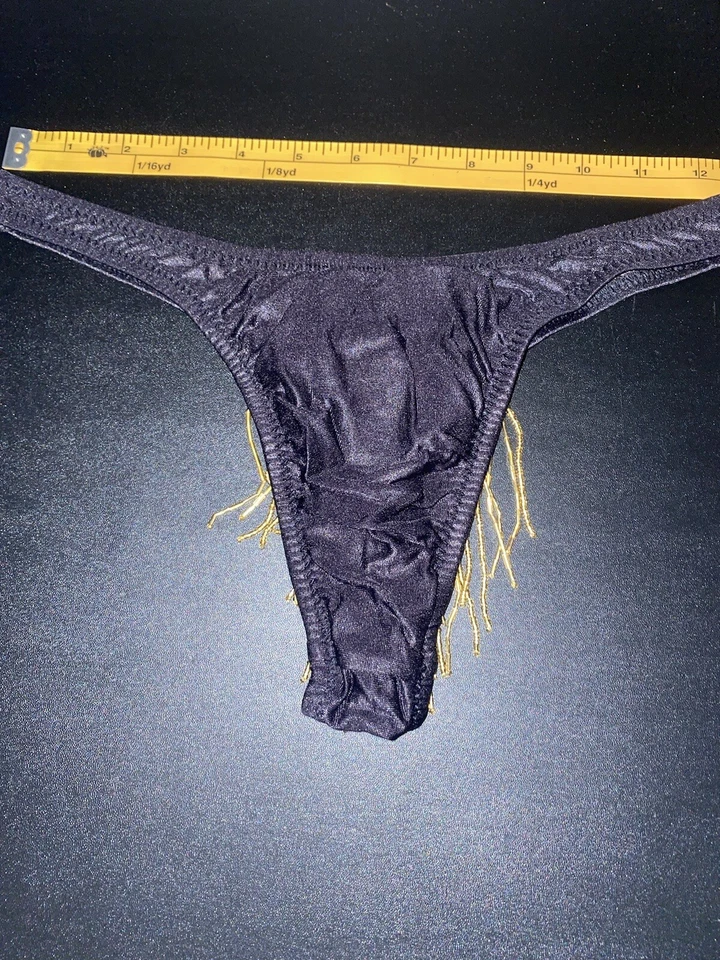 Raro De Colección Y2K Ritchie Traje de Baño Cuentas Wetlook Negro Tanga Bikini Talla 5/6 Foto 4 de 4