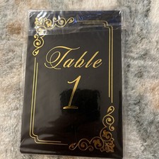 Gold Design Black Cardstock Table Numbers for Wedding Reception- 20 Pack 1-20