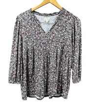 Wonderly Baby Doll Blouse Women Medium Floral Tunic Boho Peasant V-Neck Balloon