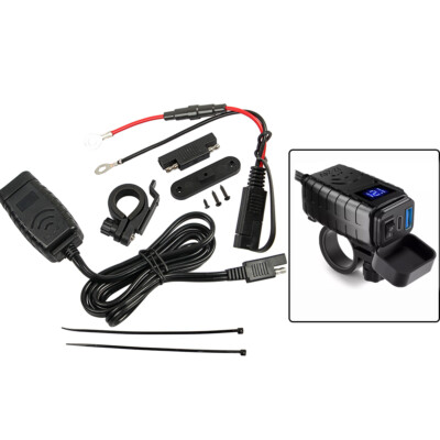 Motorcycle Dual USB Charger, QC + PD3.0 Charger, Waterproof, Phone Fast Charging