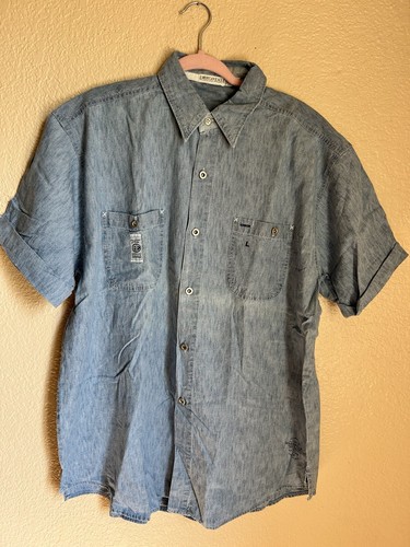 Vintage American Eagle Shirt Mens Large Light Blue Chambray Button Up Casual NWT