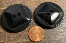 2 Large Domed Center Glossy Black Plastic 2-hole Coat Buttons 38mm 1 1/2" 13821