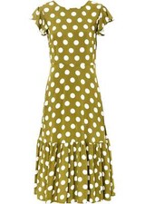 Sommerliches Midikleid mit Capeärmel Gr. 40 Lorbeergrün Weiss Damen-Kleid Neu*