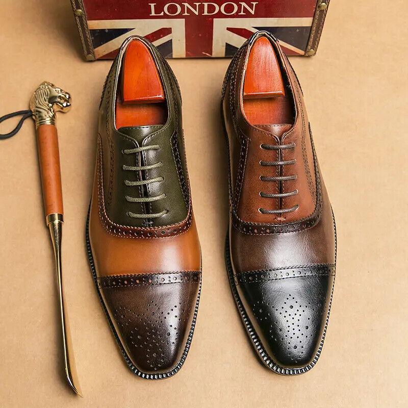 SAOLA Elegante abito da uomo punta quadrata da lavoro formale pull on punta alare intagliato scarpe Oxford