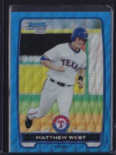 2012 BOWMAN CHROME PROSPECTS BLUE WAVE REFRACTOR MATTHEW WEST #BCP33 RANGERS
