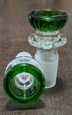 18mm Glass Round Slide BOWL Male for Glass Water Pipe Bong GREEN (1 - ONE)