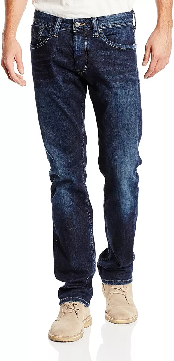Men s Dark Denim Jeans Regular Fit Straight Leg Sizes 32 34