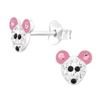1 Paar Ohrringe Ohrstecker 925 Sterling Silber MäUsekopf Mit Kristallen