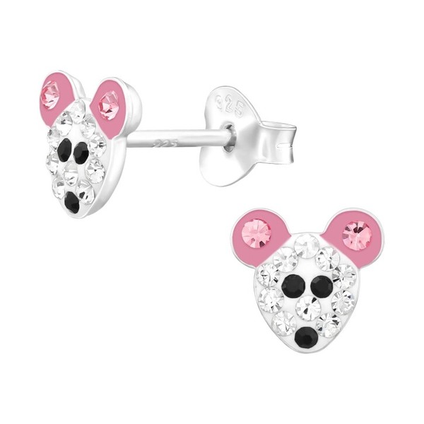 1 Paar Ohrringe Ohrstecker 925 Sterling Silber MäUsekopf Mit Kristallen-image