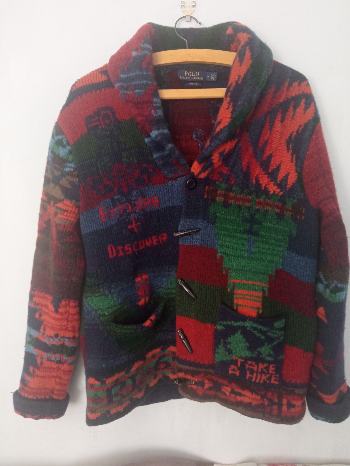 A Rare Polo Ralph Lauren Hand Knitted Aztec Cardigan Unisex