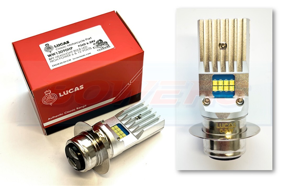 Lucas Classic High Power P36D LED BPF Headlight Headlamp Bulb 6v