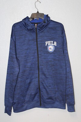 PHILADELPHIA 76ers Full Zip Jacket Hooded Double Sided Men Size XL / UNK