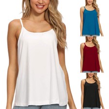 Women Camisole with Built in Bra Flowy Tank Top Adjustable Strap Sleeveless Vest